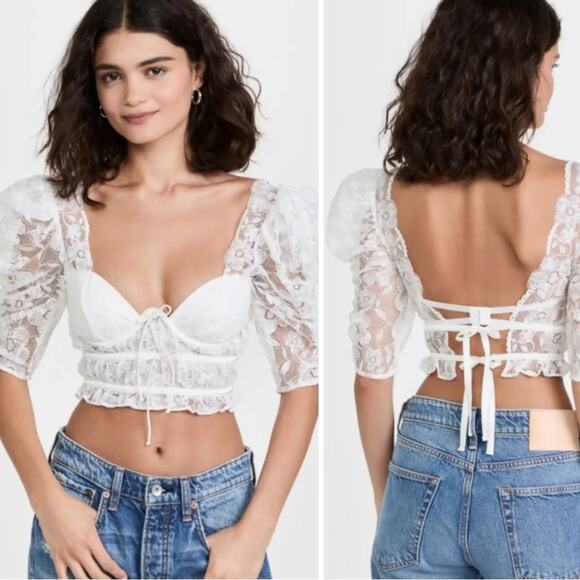For Love and Lemons Lace Cropped Corset Top - Picture 3 of 12